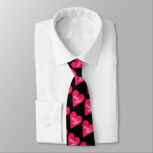 Valentines Day Minamilist Pink Hugs Candy Heart Tie