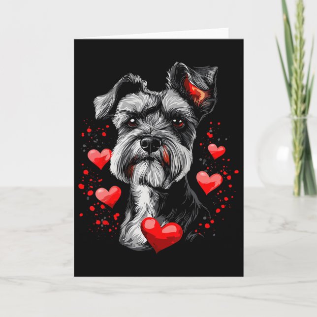 Valentine's Day Miniature Schnauzer  Card (Front)