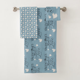 Valentine's day Minimalist Lettering Bath Towel Set