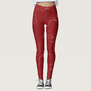 Valentines Day Modern Red Retro Bows Gift Leggings