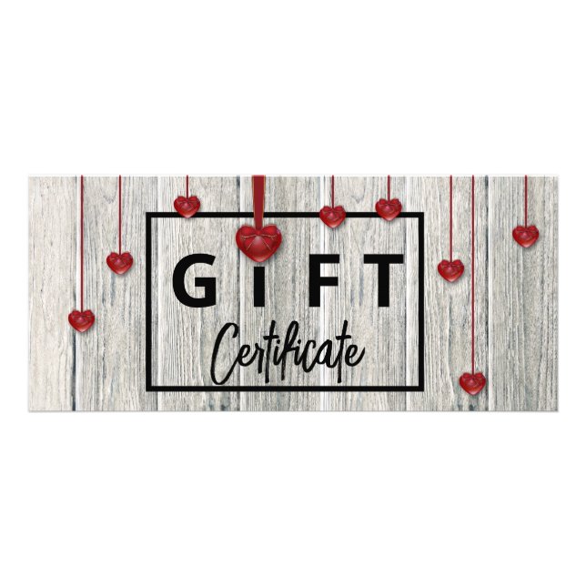 Valentines Day Modern Rustic Wood Hearts Carte Cad (Devant)