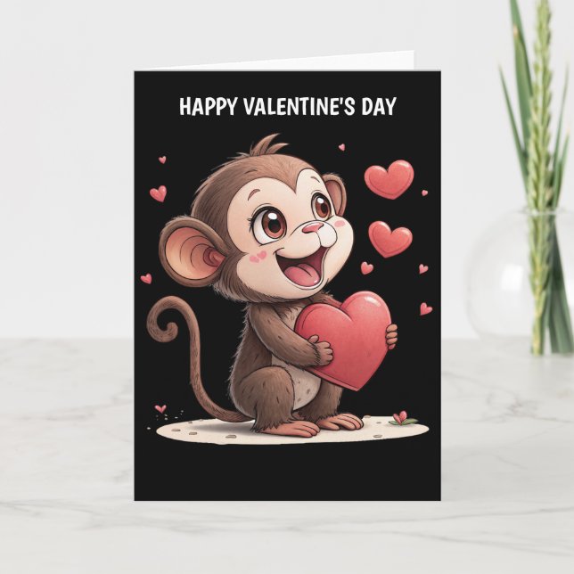 Valentine's day Monkey Holiday Card (Front)