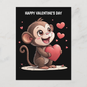Valentine's day Monkey Holiday Postcard