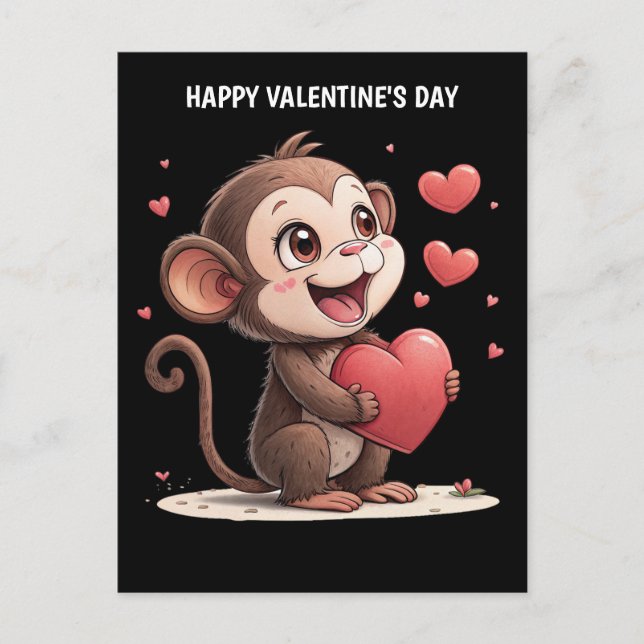 Valentine's day Monkey Holiday Postcard (Front)