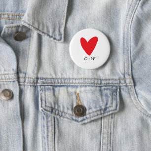 Valentine's Day monogrammed red heart 2 Inch Round Button