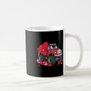 Valentine's Day Monster Truck With Hearts Plaid Bo Coffee Mug