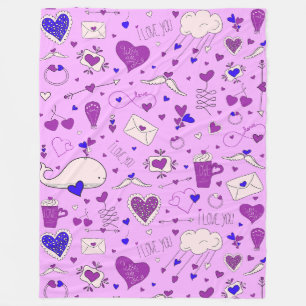 Valentine's Day Motifs - Seamless Pattern 2 Fleece Blanket
