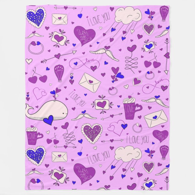 Valentine's Day Motifs - Seamless Pattern 2 Fleece Blanket (Front)