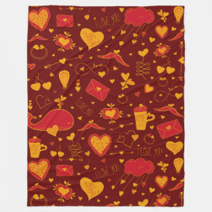 Valentine's Day Motifs - Seamless Pattern 3 Fleece Blanket