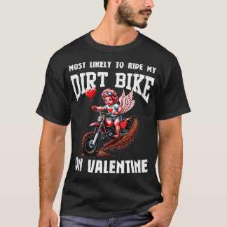 Valentines Day Motocross Lovers Funny Cupid Bike R T-Shirt