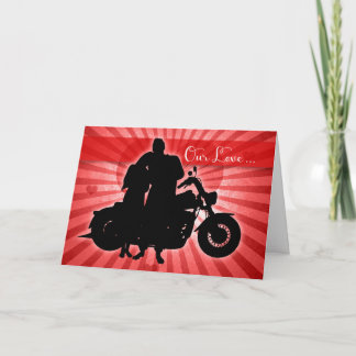 Valentine's Day Motorcycle Couple in Love Holiday Card