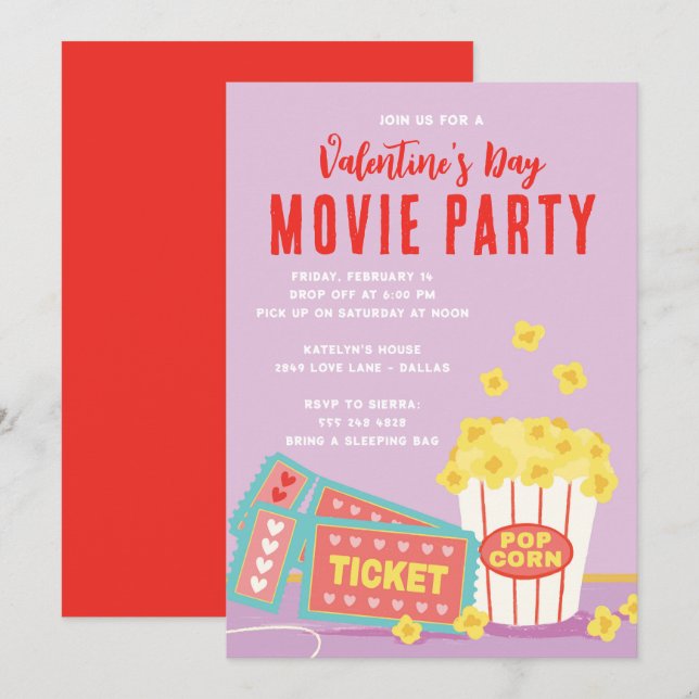 Valentines Day Movie Party Invitation (Front/Back)
