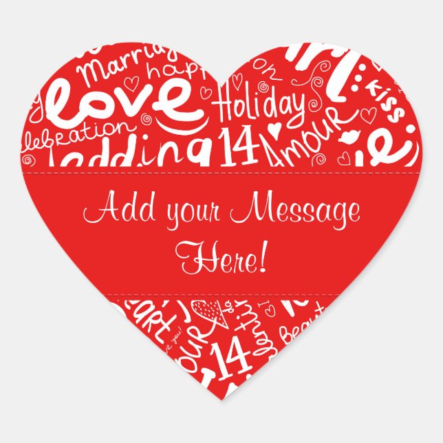 Valentine's Day Multi Word Art - Customize Heart Sticker (Front)