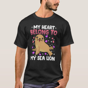Valentines Day My Heart Belong to My Sea Lion Boys T-Shirt