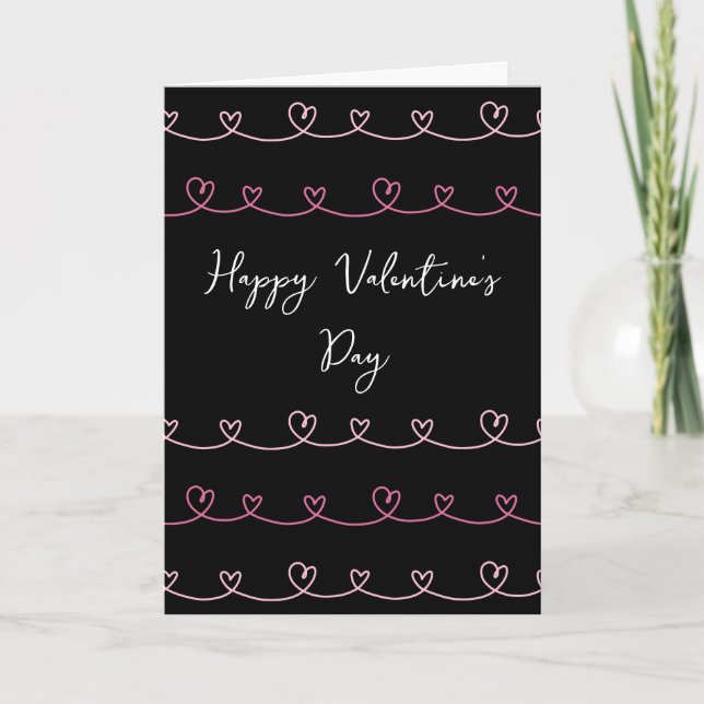 Valentine's Day neon scribble heart drawing Card (Front)