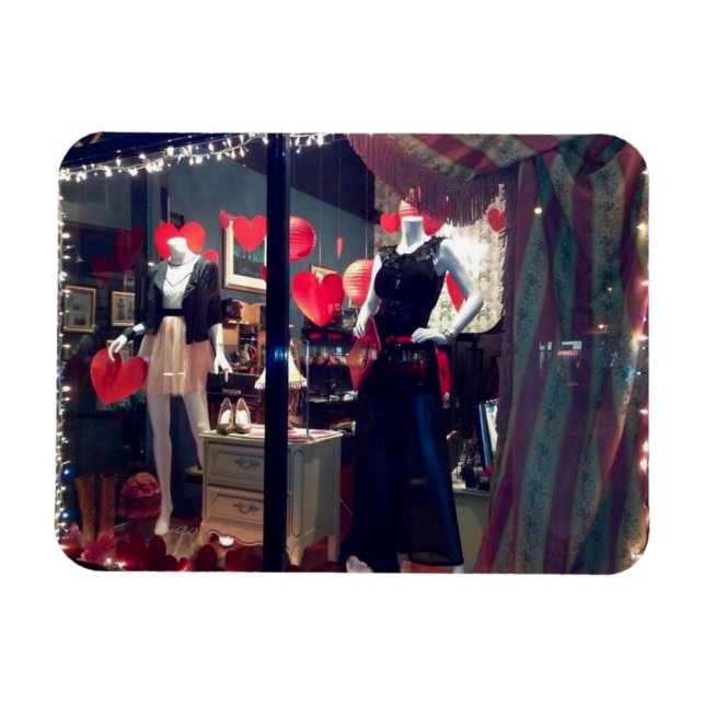 Valentine's Day New York Boutique Window Hearts Magnet (Horizontal)