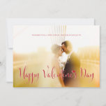 Valentine's Day Newly Weds Photo Card Die Cut<br><div class="desc">Die Cut optional; For those of you who didn't get your Holiday or New Year cards out in time! Perfect for newly wed couples too "Happy Valentine's Day" fun script; Optional heart pattern backer. Delete and customize to add your own message on the back.</div>
