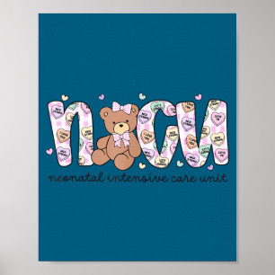 Valentines day nicu nurse cute bear neonatal icu poster