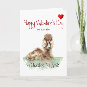 Valentines Day No Chocolate, No Smile, Angry Duck Holiday Card