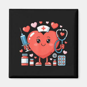 Valentines Day Nurse Heart Funny Nursing Scrub Top Magnet