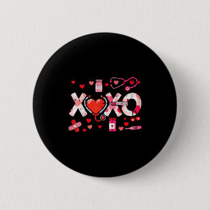 Valentines Day Nurse Xoxo Stethoscope Scrub Top Wo 2 Inch Round Button