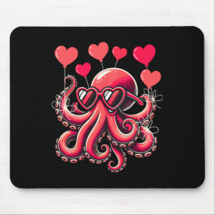 Valentines Day Octopus With Heart Bylloons Octopus Mouse Pad