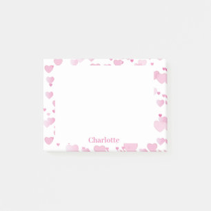 Valentine's Day Office Gift Pink Hearts & Name Post-it Notes