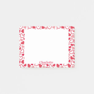 Valentine's Day Office Gift Red Hearts & Name Post-it Notes