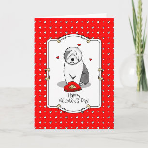 Valentine's Day Old English Sheepdog Gray 1 Cute Card