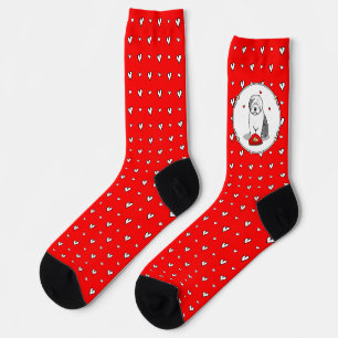 Valentine's Day Old English Sheepdog Gray 1 Cute Socks