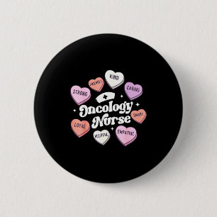 Valentines Day Oncology Nurse Cancer Suprt Groovy  2 Inch Round Button