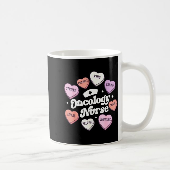 Valentines Day Oncology Nurse Cancer Suprt Groovy  Coffee Mug (Right)