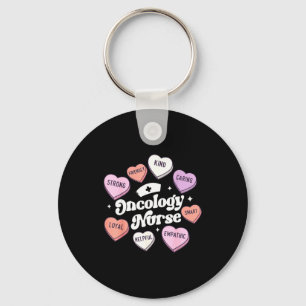 Valentines Day Oncology Nurse Cancer Suprt Groovy  Keychain