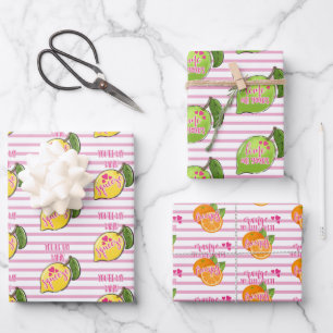 valentines day orange lime lemon you love gift wrapping paper sheet