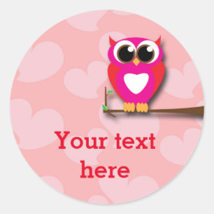 Valentines Day Owl Love Birthday Party Stickers