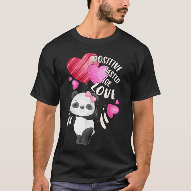 Valentine's day panda bear with hearts T-Shirt (Front)