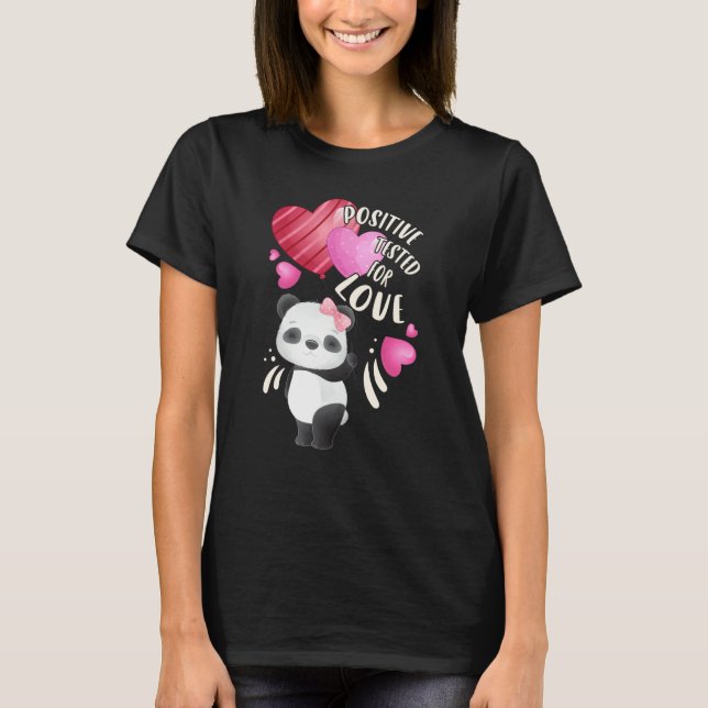 Valentine's day panda bear with hearts T-Shirt (Front)