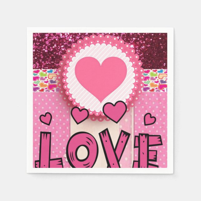 Valentine's Day Paper Napkins, Love Napkin (Front)