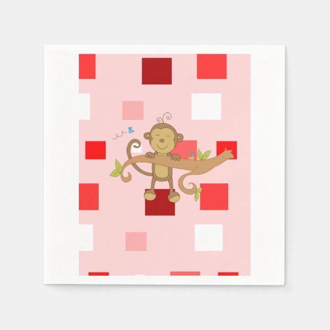 Valentine's Day Paper Napkins, Monkey Napkin (Front)