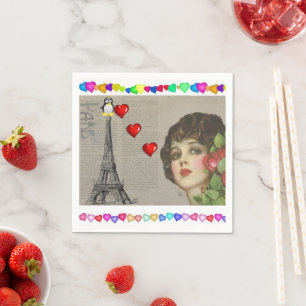 Valentine's Day Paper Napkins, Penguin Hearts Napkin