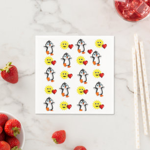 Valentine's Day Paper Napkins, Penguin Hearts Napkin