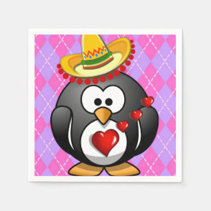 Valentine's Day Paper Napkins, Penguin Napkin