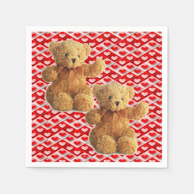 Valentine's Day Paper Napkins, Teddy Bear Napkin (Front)
