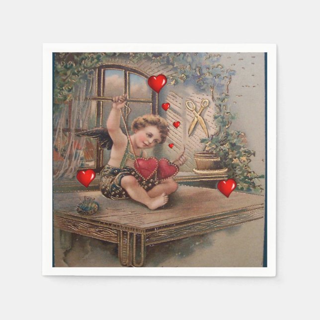Valentine's Day Paper Napkins, Vintage Napkin (Front)