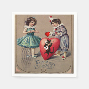 Valentine's Day Paper Napkins, Vintage Napkin