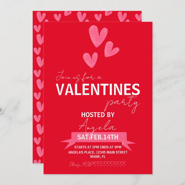 Valentines Day Party Event Business Corporate  Invitation (Front/Back)