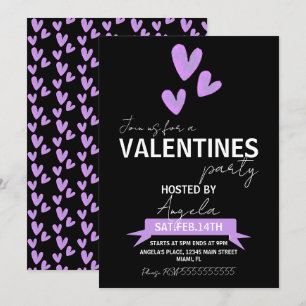Valentines Day Party Event Watercolor Heart Invitation