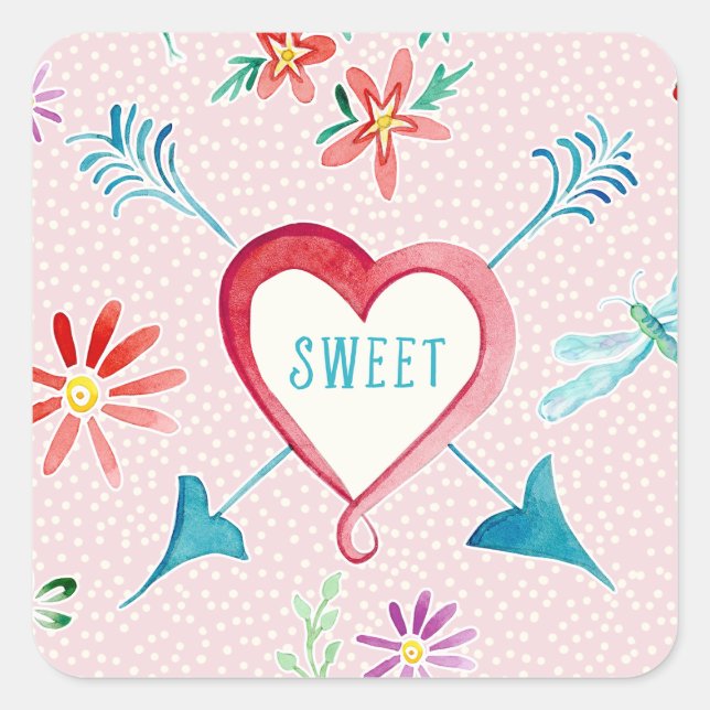 Valentine's Day Party Favour Seals Hearts n Flower (Front)
