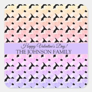 Valentines Day Party Hearts Rainbow Pattern Square Sticker
