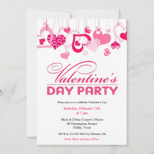 Valentine's Day Party Invitation Flat Card